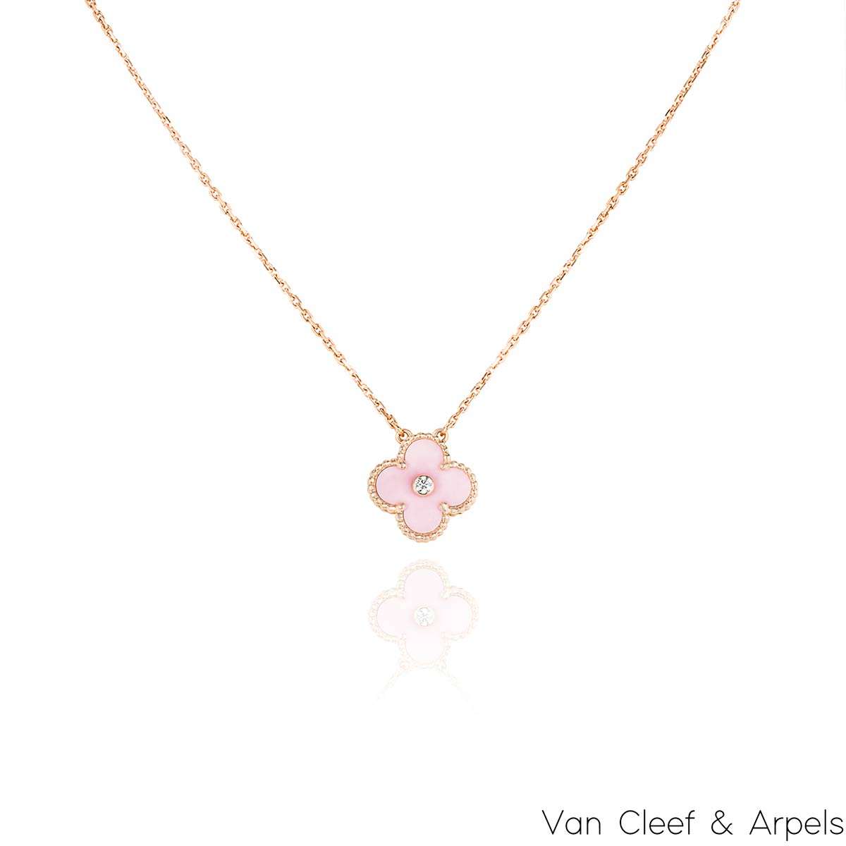 Van Cleef & Arpels Limited Edition 2015 Pink Porcelain Vintage Alhambra Holiday Pendant VCAR05SY00 Van Cleef & Arpels Limited Edition 2015 Pink Porcelain Vintage Alhambra Holiday Pendant VCAR05SY00